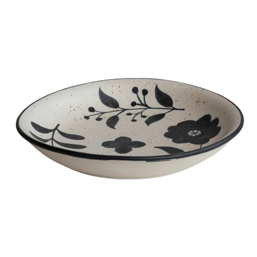 Hand-painted floral serving bowl