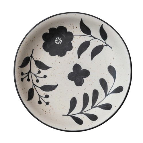 Hand-painted floral serving bowl